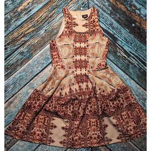 Mossimo Boho Fit‎ & Flare Aztec Multicolor Scoop Neck Mini Dress Size Medium
